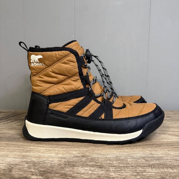 Sorel Waterproof Tan & Black Snow Boots Lightweight Insulated Footwear Sz 6 - Picture 1 of 9